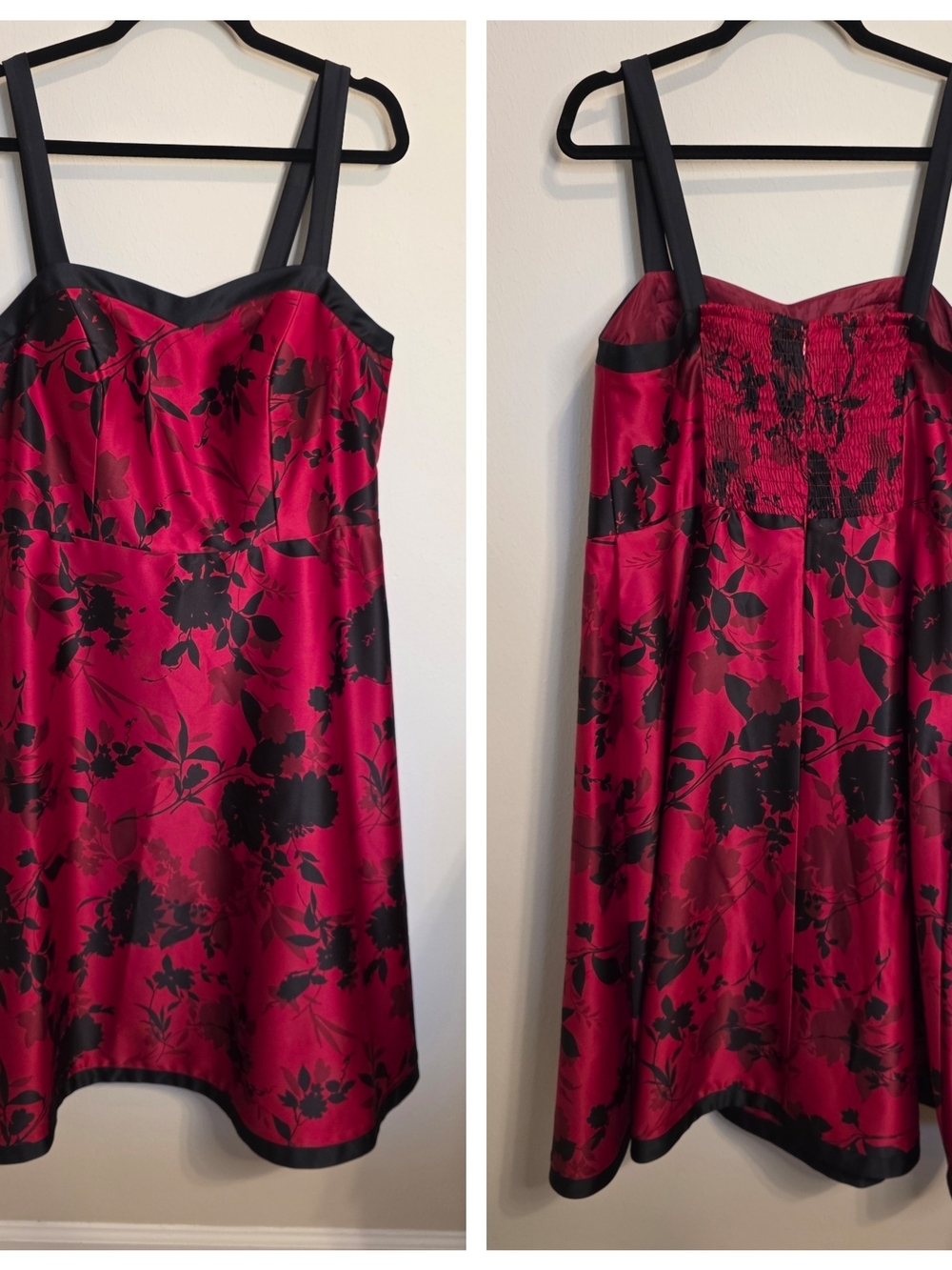 R&K Originals Woman Red Satin Floral Dress